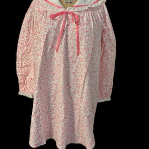 NWT Vtg Lanz of Salzburg pink flannel nightgown floral w sailor collar vintage 70s