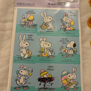 Vtg Snoopy Easter stickers 80s kid Peanut stickers NIP Snoopy Woodstock NIP Expressions Hallmark USA