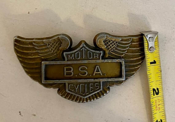 Vintage Motorcycles BSA brass belt buckle wings A… - image 6