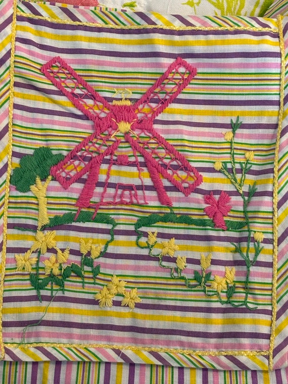 Rainbow striped housedress housecoat vintage wind… - image 5