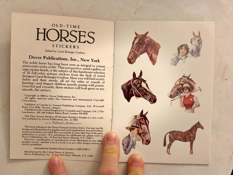 Dover Stickers Vintage Old-time Horses Dover Sticker Book - Etsy