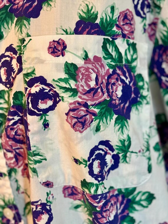 Purple roses button down top Basic Editions sz 22… - image 6