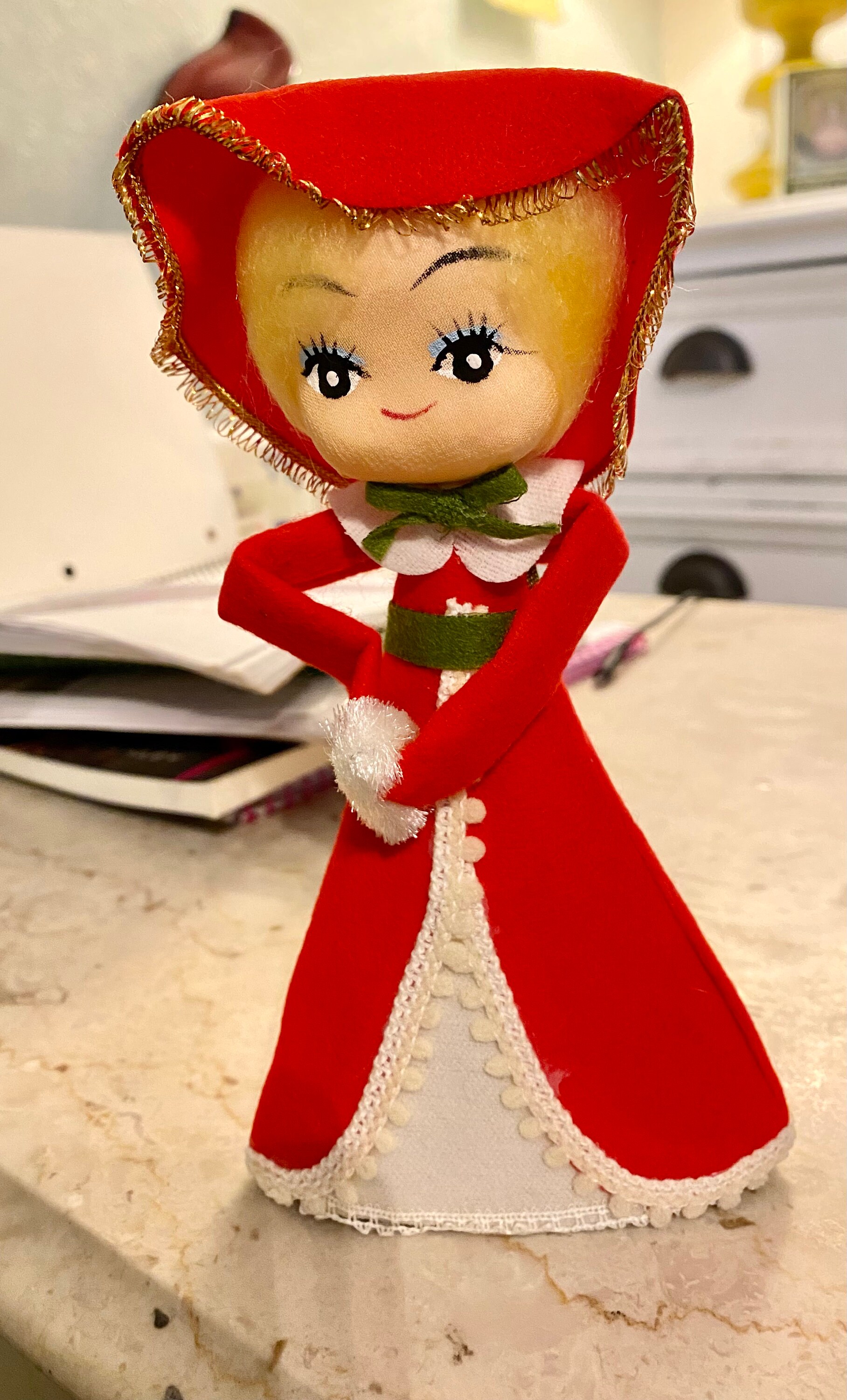 Vintage 60s Felt Cardboard Christmas Holiday Decor Lady Blond Etsy