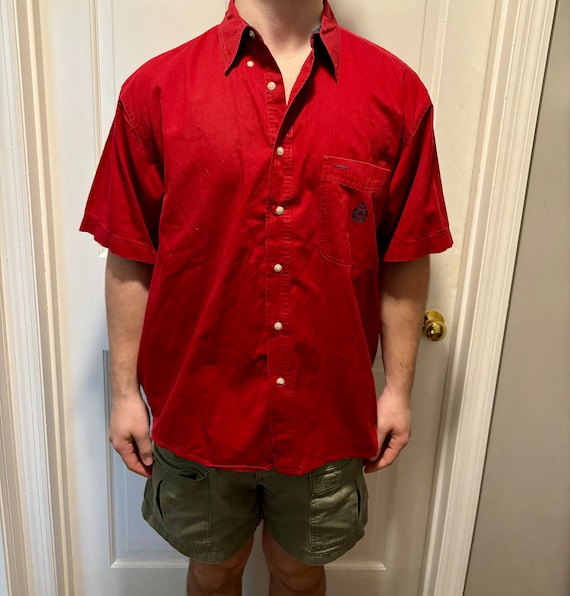 Vtg Bugle Boy red button down Oxford shirt spring 