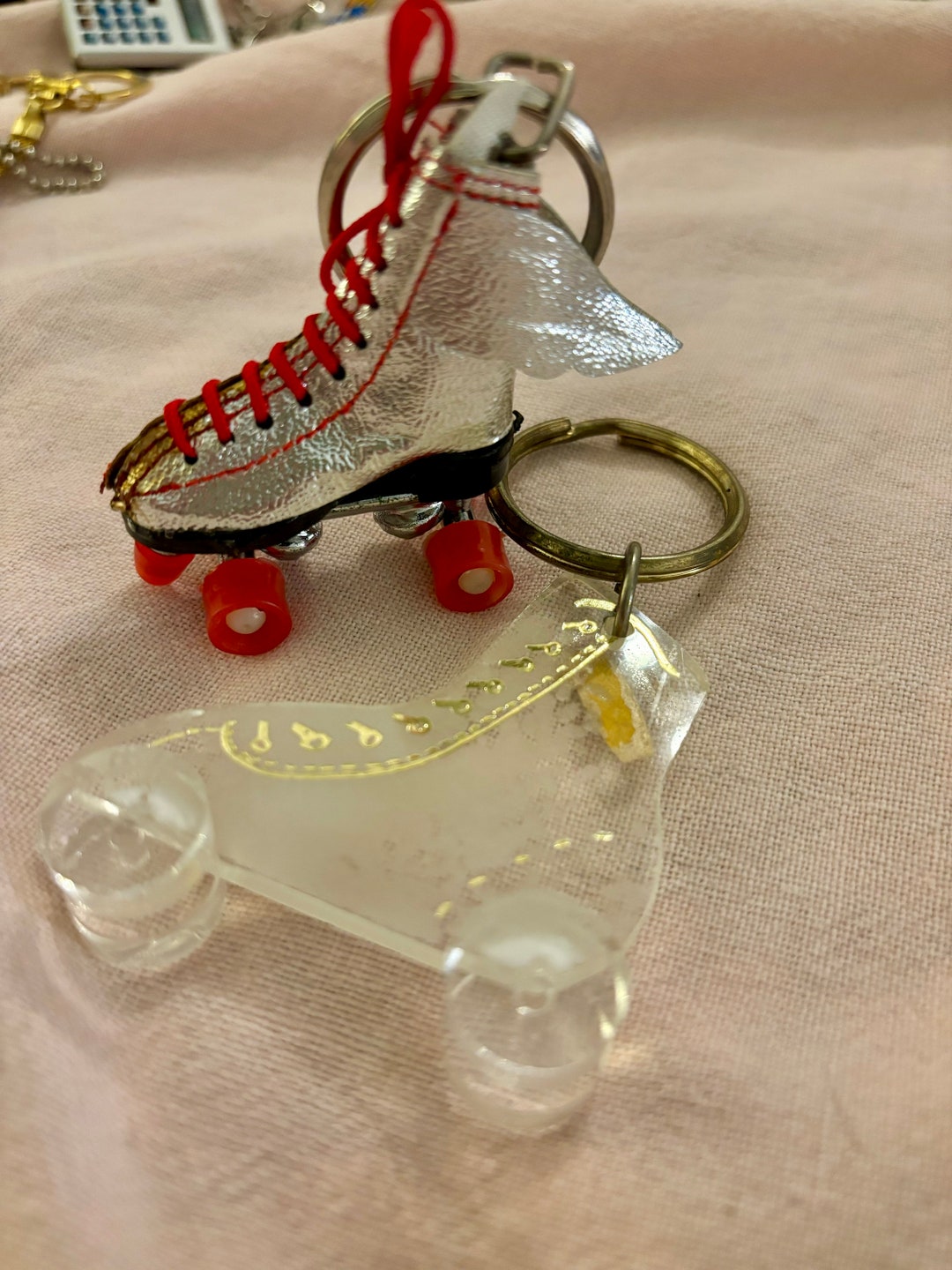 Lot of Vtg Roller Skating Keychains 80s Roller Skates Silver Skate