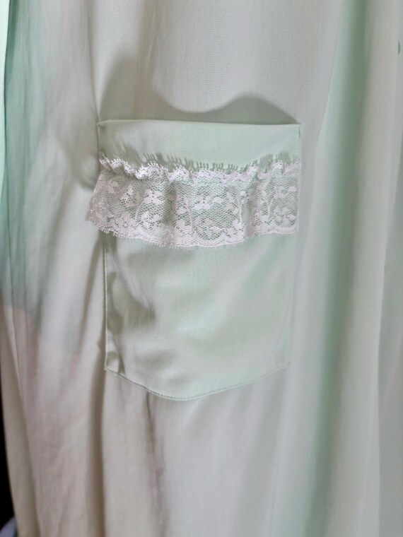 Vtg 60s mint green housedress pink flower buds la… - image 4
