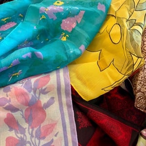 vintage scarf bundle 3 scarves shawls mourning veils handkerchiefs floral abstract mod 50s 60s 70s 80s 90s Y2K