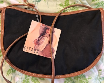 NWT Gitano vtg black canvas shoulder bag Gitano purse Deadstock Gitano retro purse