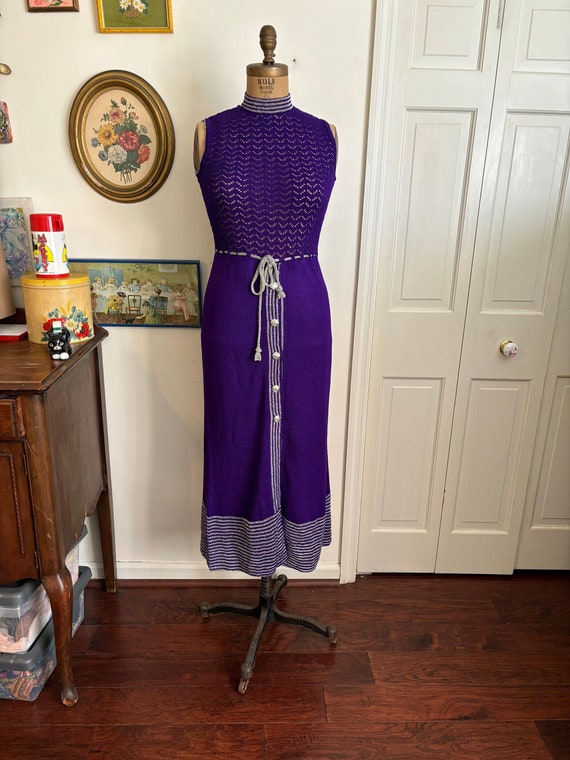 Groovy handmade vintage purple and silver crochete