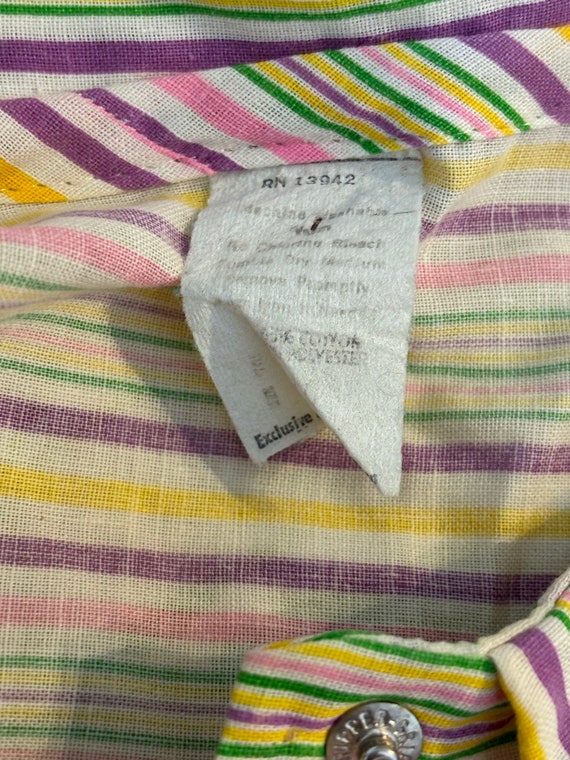 Rainbow striped housedress housecoat vintage wind… - image 6