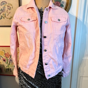 Vtg 90s Taxi brand pink jean jacket fall clothing Back to School wear pink jean jacket