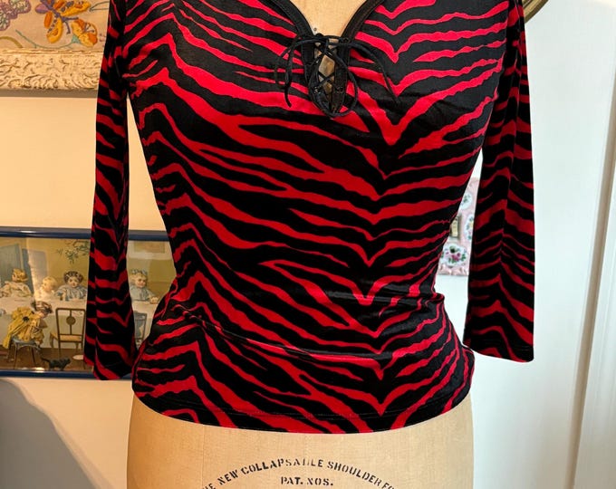 90S IRIDESCENT ZEBRA BLOUSE - SMALL