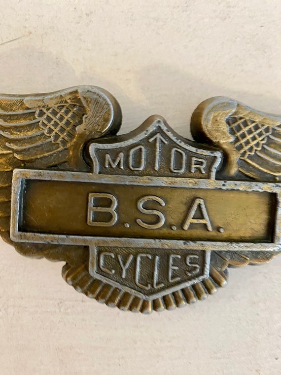 Vintage Motorcycles BSA brass belt buckle wings A… - image 2