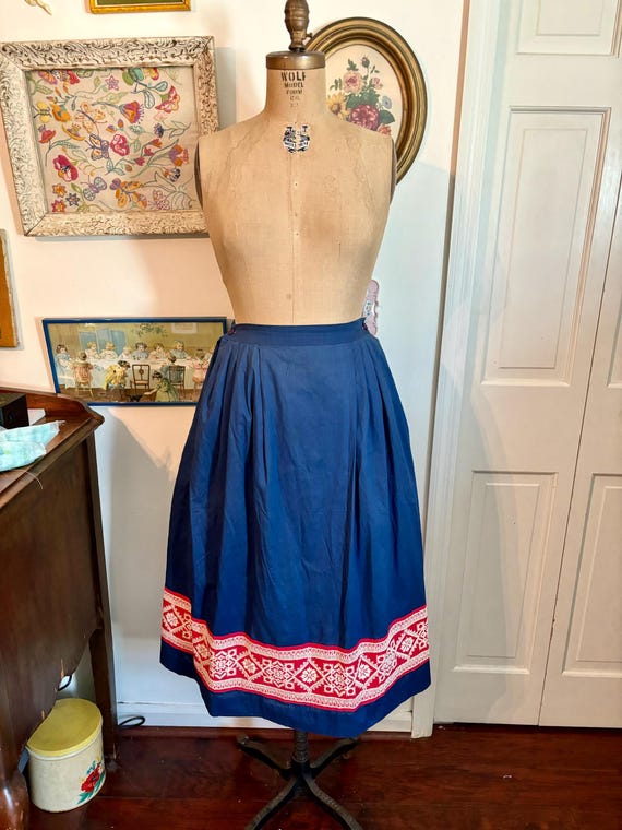 MMA Embroidered Folk Skirt Metropolitan Museum of Art 1976 Vintage Blue Red Embroidered Midi Skirt Etsy