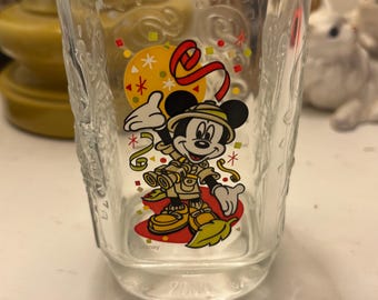 Vtg Disney Safari Mickey Animal Kingdom McDonalds souvenir tumbler glass Y2K