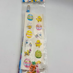 Vintage NIP Easter pencil, sticker, and eraser set