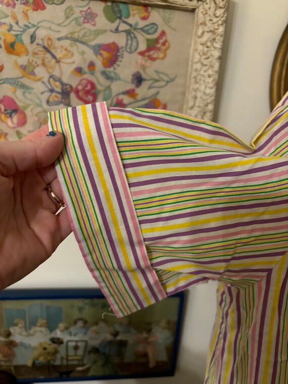 Rainbow striped housedress housecoat vintage wind… - image 9