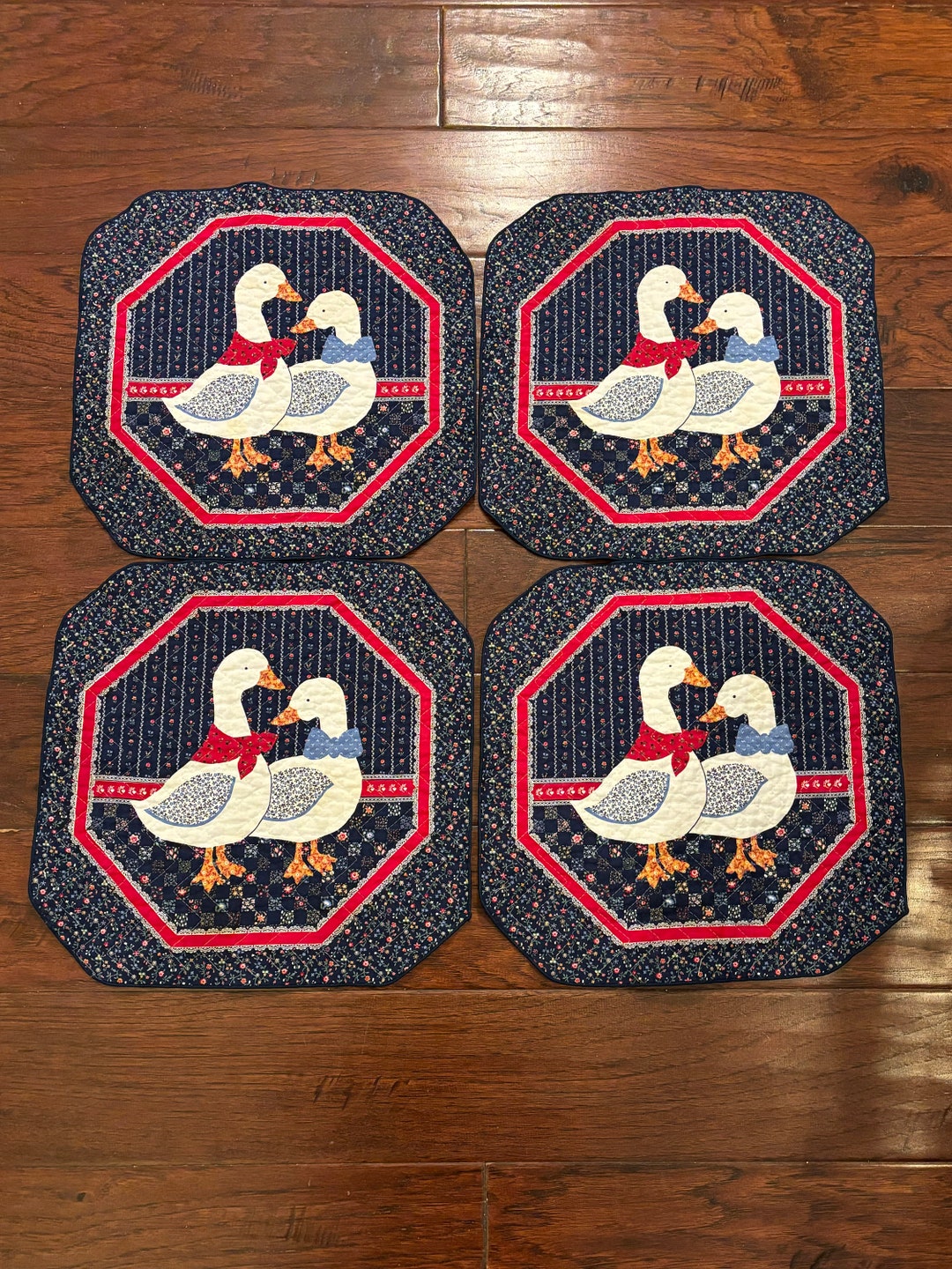 Vintage 80s Ducks Goose Placemat Set of 4 Country Kitchen Cottagecore ...