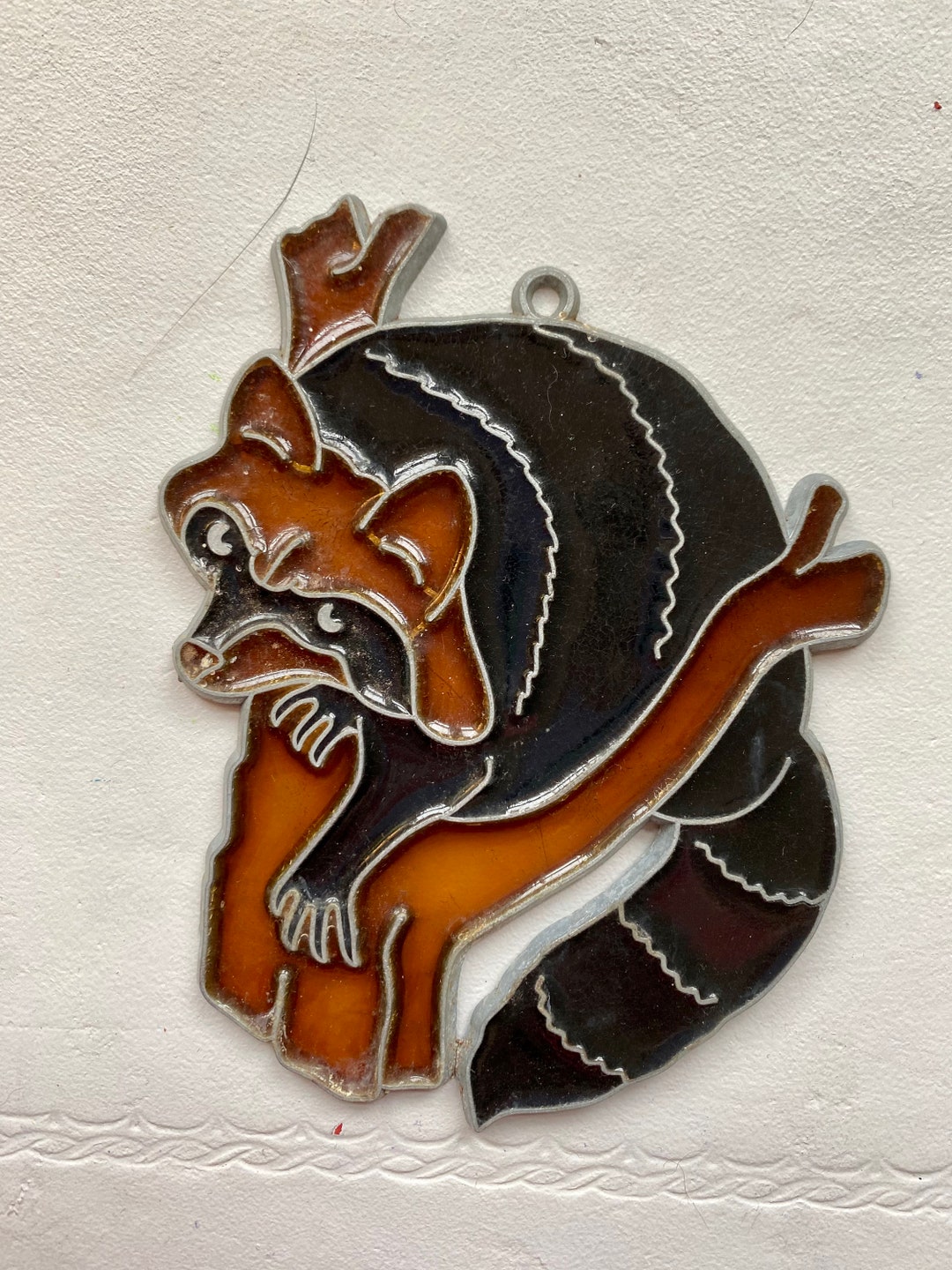 Vintage 80s Angry Raccoon in Tree Branch Sun Catcher - Etsy