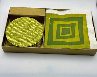 MCM Mod napkin and coaster set Avocado green