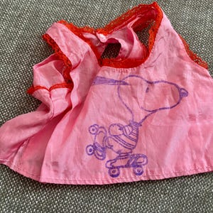 Vintage Roller Skating Snoopy plushie top pink and red