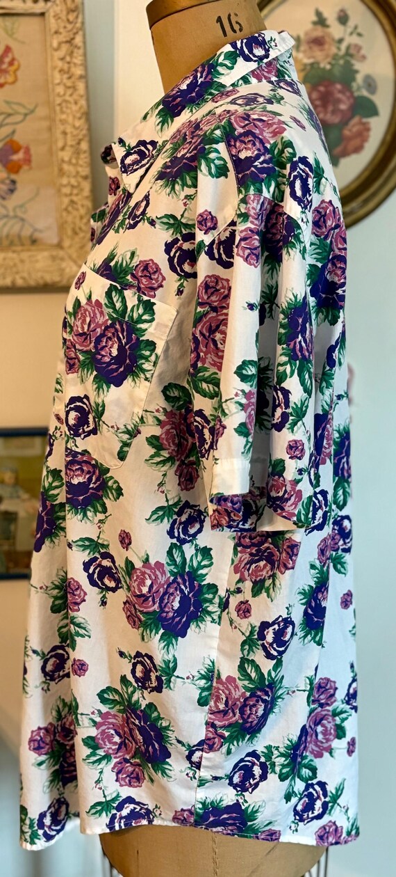 Purple roses button down top Basic Editions sz 22… - image 7