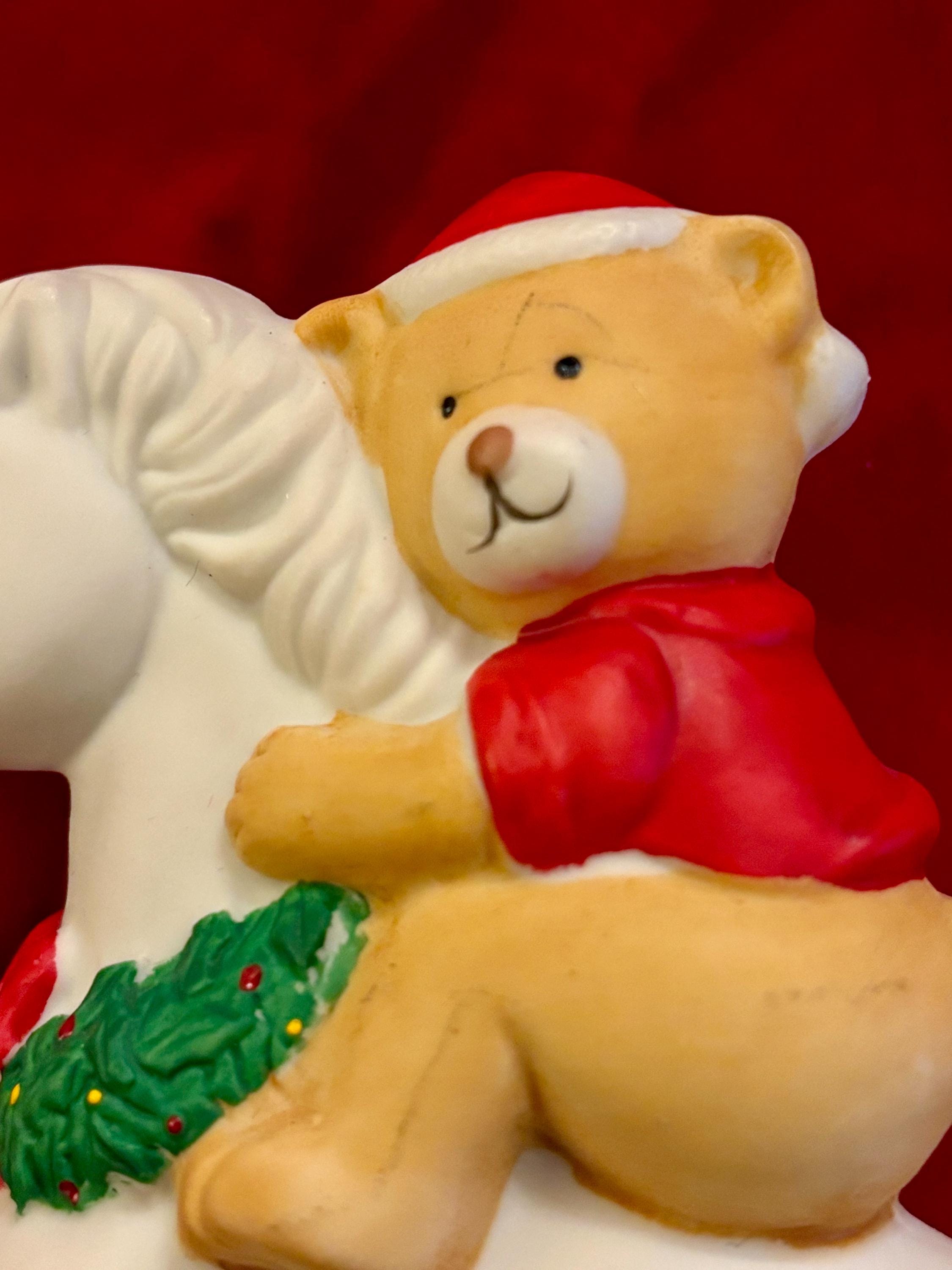 Vtg Christmas Unicorn Teddy Bear Ceramic - Etsy display picture 1