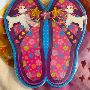 Vintage Lisa Frank poodle sandals glitter diecut notepad