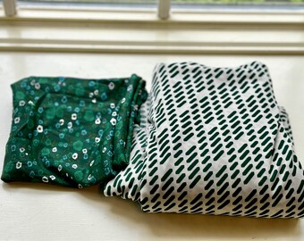 Vtg flower power fabric dark green Mod green retro  abstract dress making 60s dress fabric