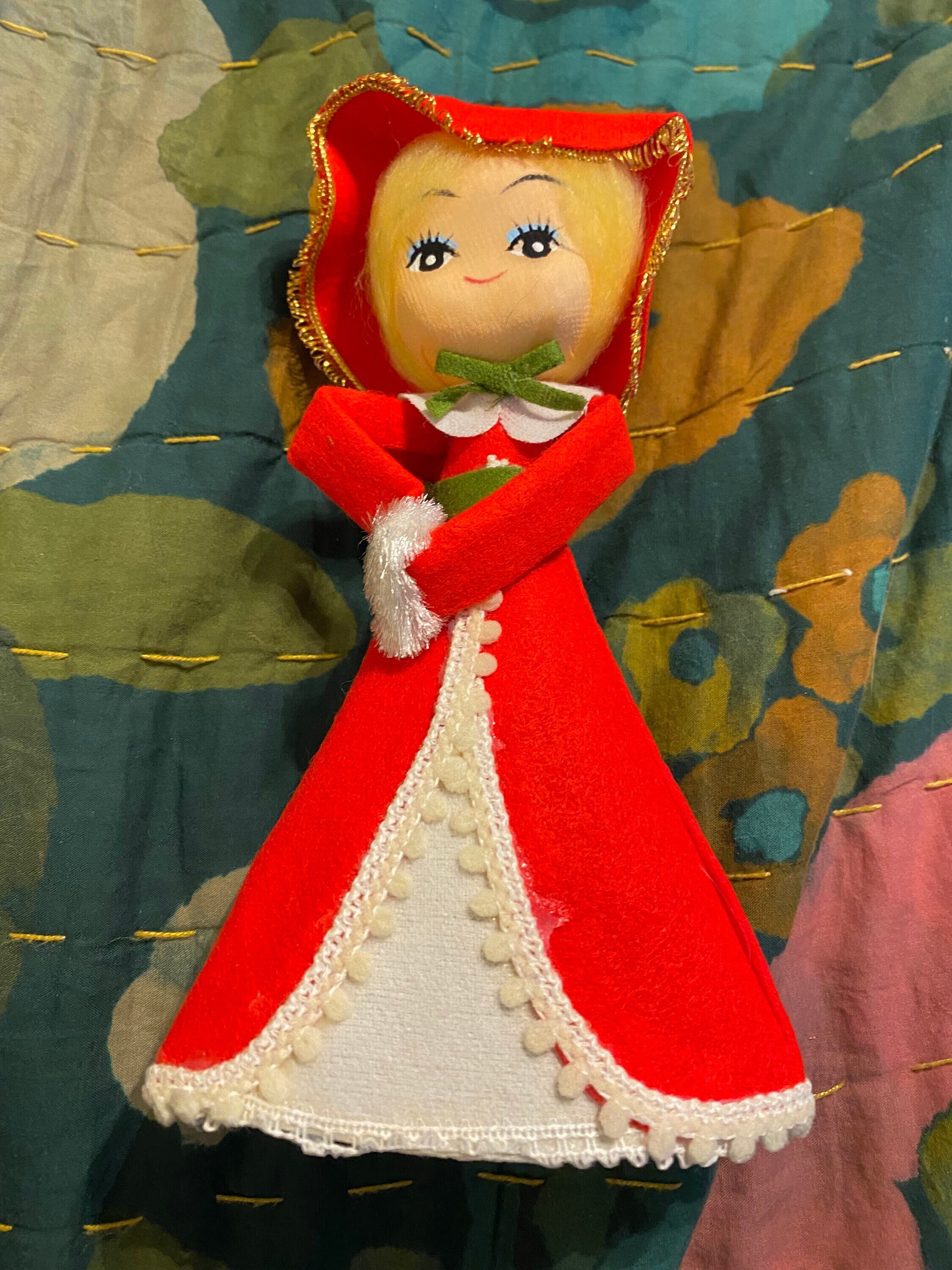 Vintage 60s Felt Cardboard Christmas Holiday Decor Lady Blond Etsy