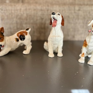 3 Jack Russell terrier puppies Royal Doulton 70s bone china figurines Royal Doulton England