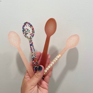 Customizable Resin Spoons, homeschool, preschool, pretend play, open ended play, kids, toddlers, montessori, monogram, personalized