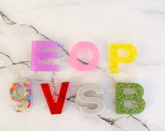 EXTRA RESIN PIECES, Letters, Numbers, Upper Case, Lower Case