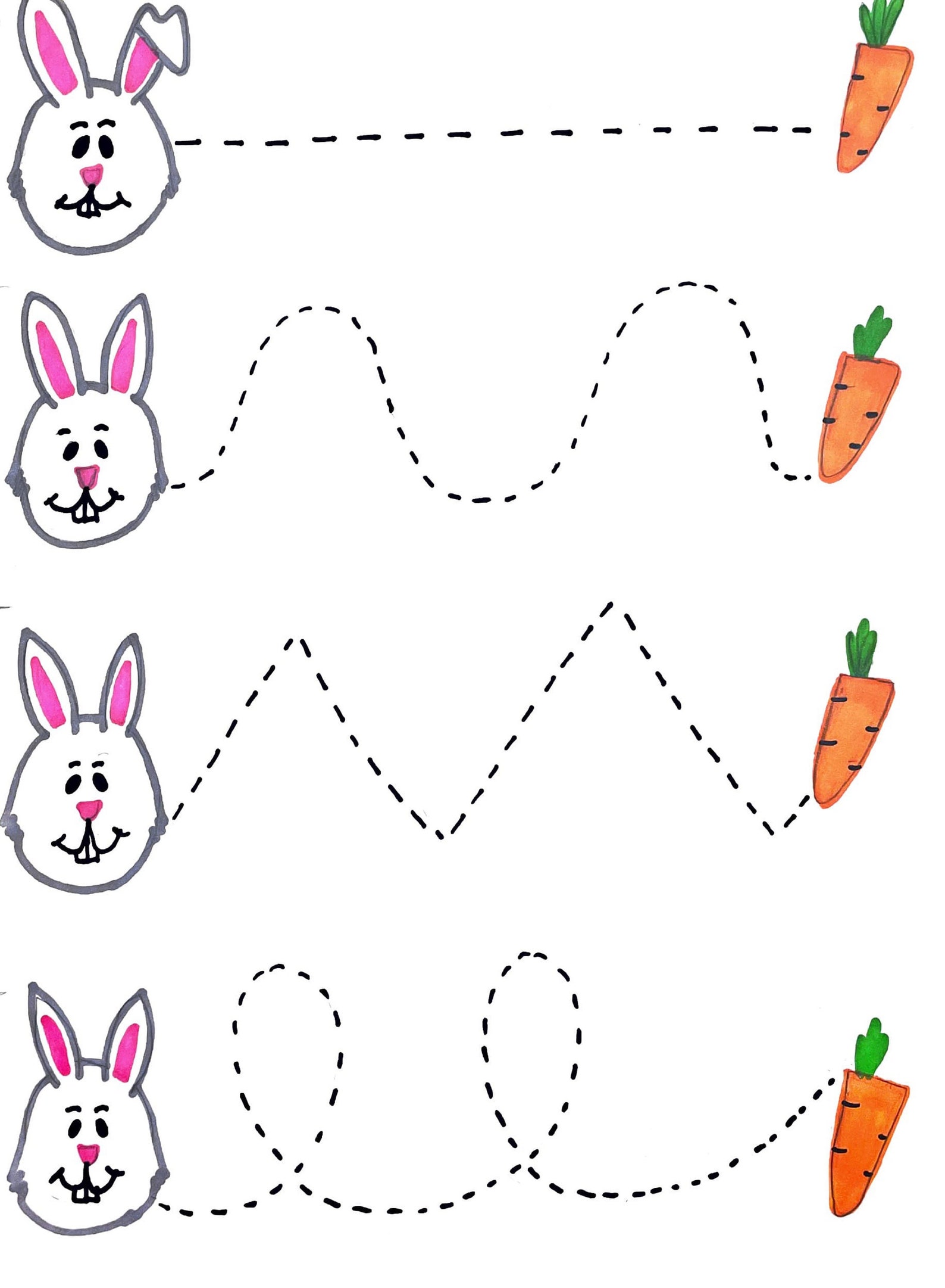 Easter Pre Writing Worksheet, Tracing, Drawing, Bunny, Toddler ...