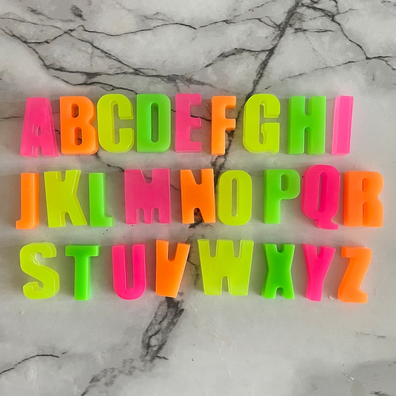 Neon Resin Letters, Numbers, Alphabet, Summer, Homeschool, Preschool, Elementary School, Toddler, Kids image 3
