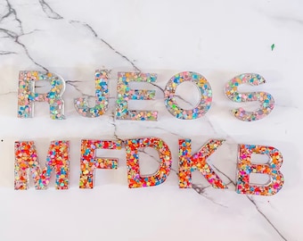 CONFETTI GLITTER RESIN, Pastels, Numbers, Letters, Toddler, School, Elementary School, Homeschool, Preschool