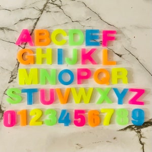 Neon Resin Letters, Numbers, Alphabet, Summer, Homeschool, Preschool, Elementary School, Toddler, Kids image 1