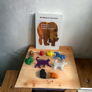 Brown bear book resin set, animal, book play, library, homeschool, preschool, teacher