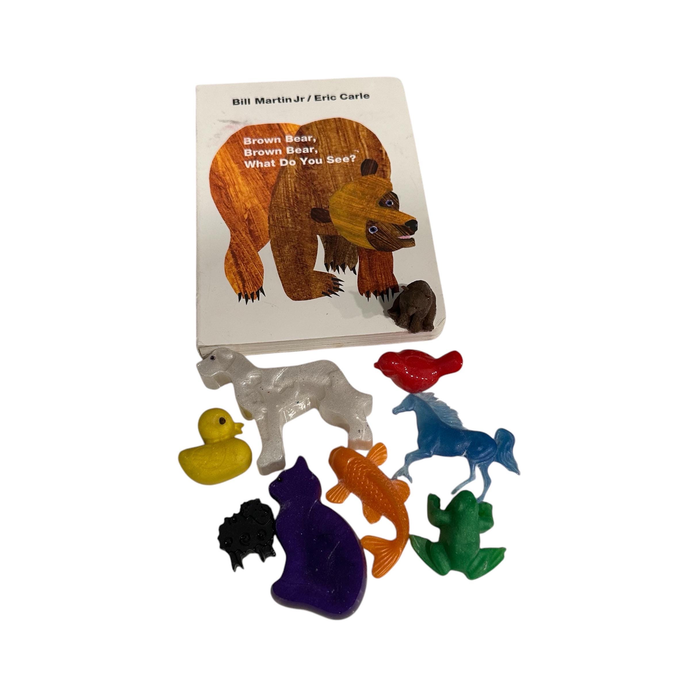 Brown Bear Book Resin Set, Animal, Book Play, Library, Homeschool 