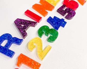 RAINBOW RESIN, Numbers, Letters, Upper Case, Lower Case, Toddler, School, Preschool, Learning