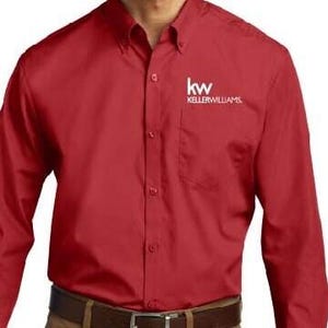 Keller Williams Men's Dress Shirt; Kw Apparel, Embroidered Logo, Long Sleeve Shirt, Button Down Dress Shirt, Real Estate Shirt