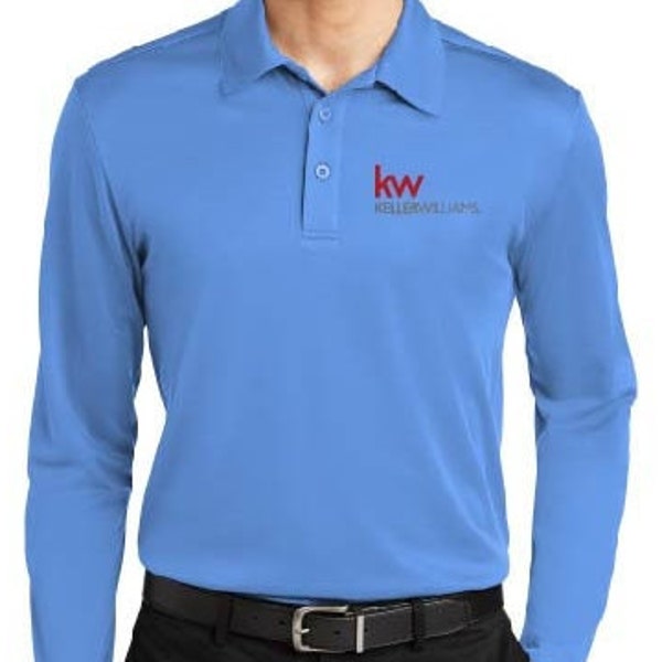 Keller Williams Men's Long Sleeve Performance polo; polo, long sleeve, performance, embroidered logo, real estate apparel, realtor shirt