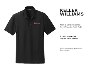 Keller Williams Mens Polo Shirt with Embroidered Logo  Short Sleeve Dry Zone Grid Real Estate Apparel
