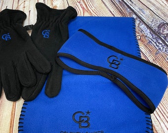CB-Combo Kit with Gloves, Scarf, and Earmuffs with Coldwell Banker monogramming; cb, coldwell banker, cb winter gear