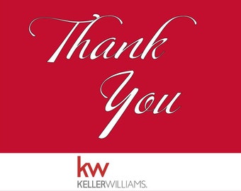 KW-Keller Williams Red & White Thank You Cards Pack of 50, Promotional Items Business Thank You, Thank You Card only , Thank you Favors