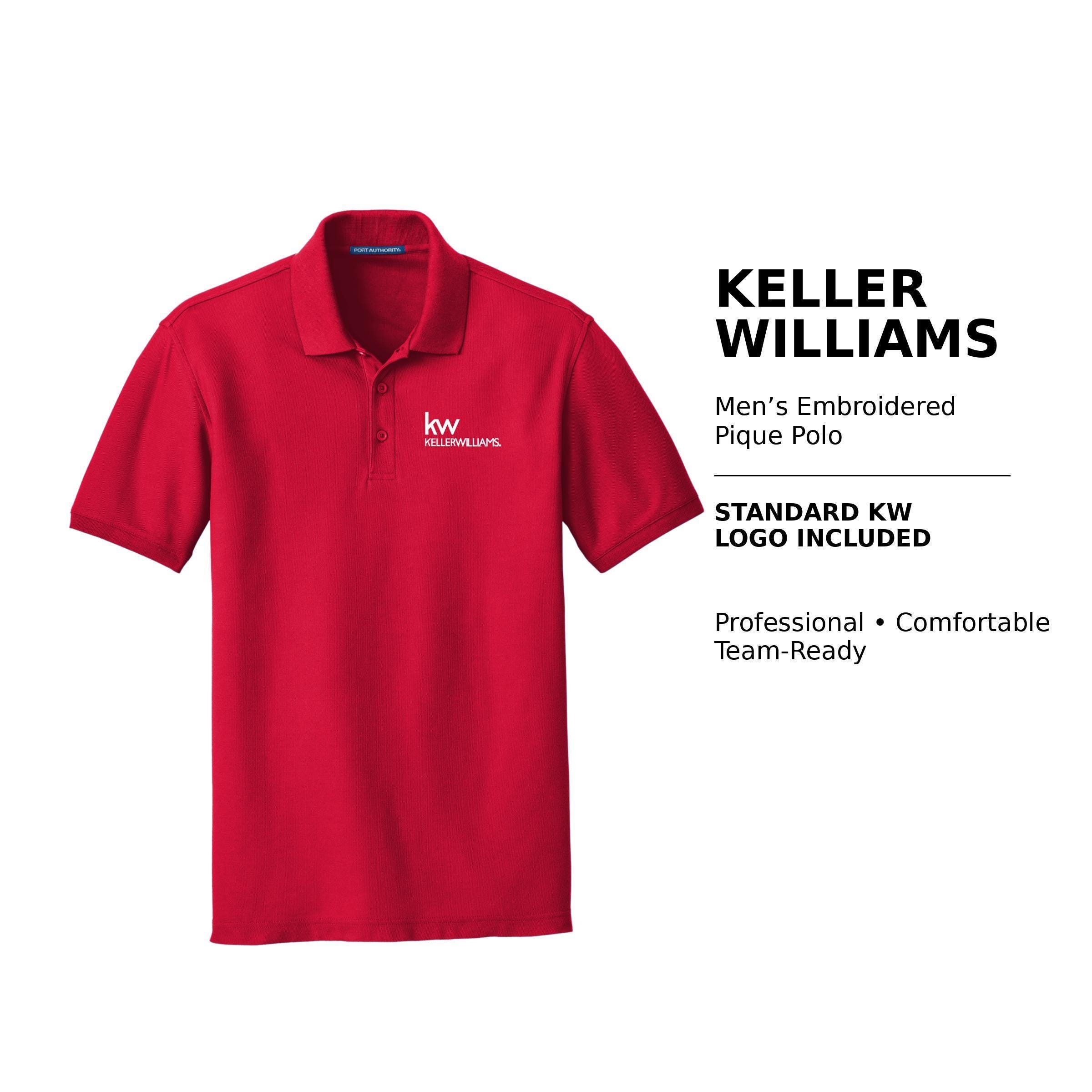 Keller Williams Men's Polo Shirt Embroidered KW Logo Real Estate Agent Shirt