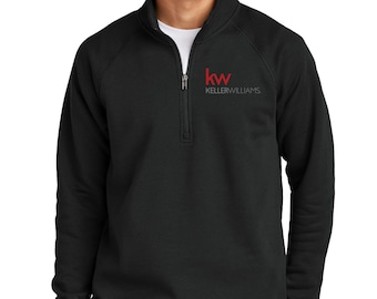 KW-Keller Williams Fleece Crewneck Unisex 1/4-zip Pullover; kw realtor, kw real estate shirt, kw shirt, kw long sleeve, quarter zip