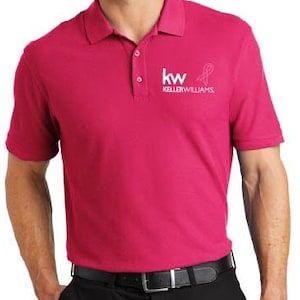 Keller Williams Breast Cancer Awareness Polo KW Realtor Short Sleeve Mens Shirt Supportive  Stylish