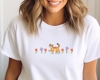 Cat lover shirt, cat lover gift, Floral Cat Shirt, Cat Book Shirt, Gift for Her, Cat Mom Shirt Gift, Cute Cat Shirts, Cute Cat Tshirt