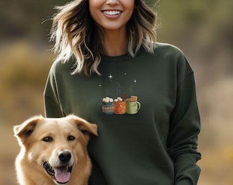 Hot Chocolate Crewneck Sweatshirt, womens crewneck, sweatshirts for women, cozy sweatshirt, winter sweatshirt, Christmas sweatshirt, holiday